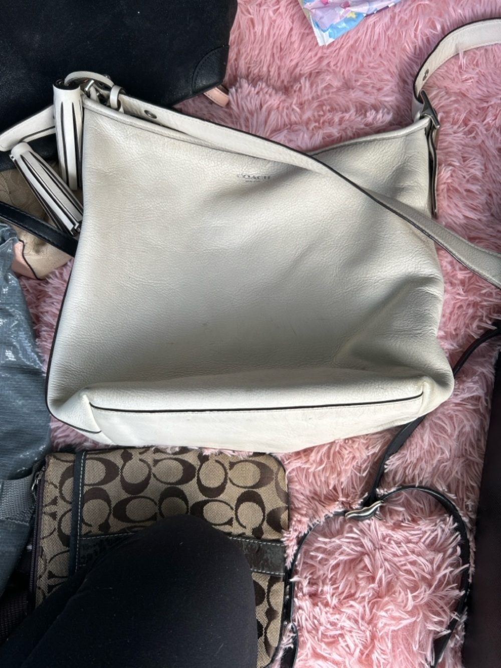 Coach Leather Shoulder Bag in Light Cream
